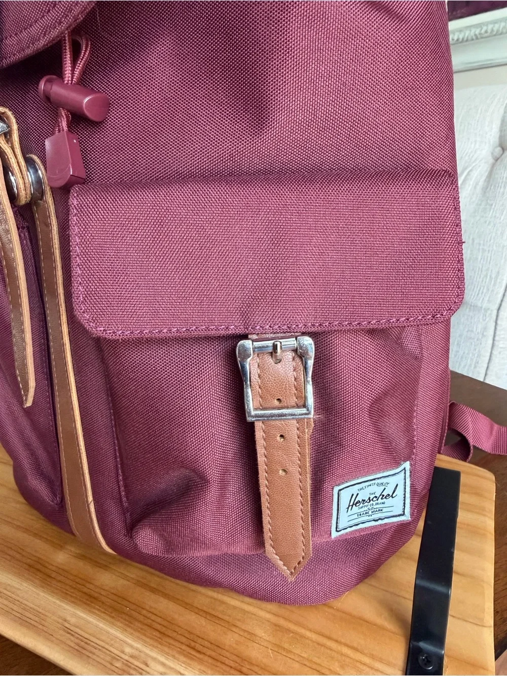 Herschel Supply Company Red and White Striped Backpack Interior